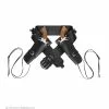 Western Dubbel Holster Met Riem Lederlook , Zwart