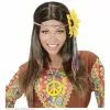 Pruik, Hippie Bruin Met Meerkleuren Bloem Hoofdband -Cosplay Winkel 04657 a