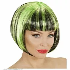 Pruik, Streaks Zwart/groen