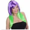 Pruik, Meerkleurig Paars/groen