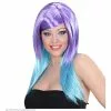 Pruik, Meerkleurig Pa/ars/turquase
