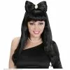 Pruik, Glamrock Zwart Met Strik En Juwelen -Cosplay Winkel G0570 a