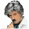 Pruik, Playboy Met Snor Grijs (in Plastic Doos) -Cosplay Winkel P6234 a
