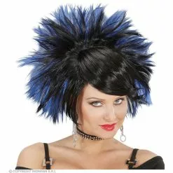 Pruik, Rock Prinses Zwart/blauw