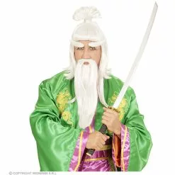 Pruik, Martial Art Meester Met Baard -Cosplay Winkel S6938 b